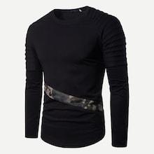 Romwe Men Contrast Camo Raglan Sleeve Tee