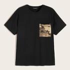 Romwe Guys Camo Pocket Patched Tee