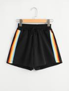 Romwe Striped Side Drawstring Waist Shorts