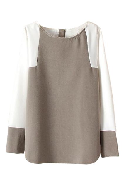 Romwe Color Block Buttoned Back Sweatshirt