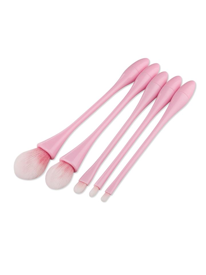 Romwe Pink Waterdrop Shaped Cute Makeup Brush Set