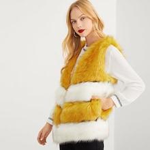 Romwe Color Block Soft Faux Fur Shell Coat