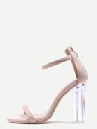 Romwe Apricot Ankle Strap Transparent Chunky Heels