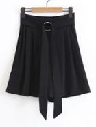 Romwe Pleated Self Tie Bermuda Shorts