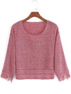 Romwe Open-knit Tassel Red Sweater