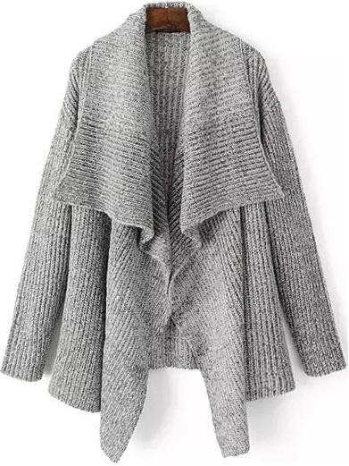 Romwe Lapel Long Sleeve Open Front Poncho