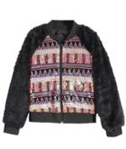 Romwe Sequined Faux Fur Sleeve Crop Jacket