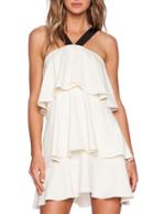 Romwe Beige Sleeveless Strap Ruffle Dress