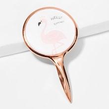 Romwe Flamingo Pattern Portable Makeup Mirror With Handle