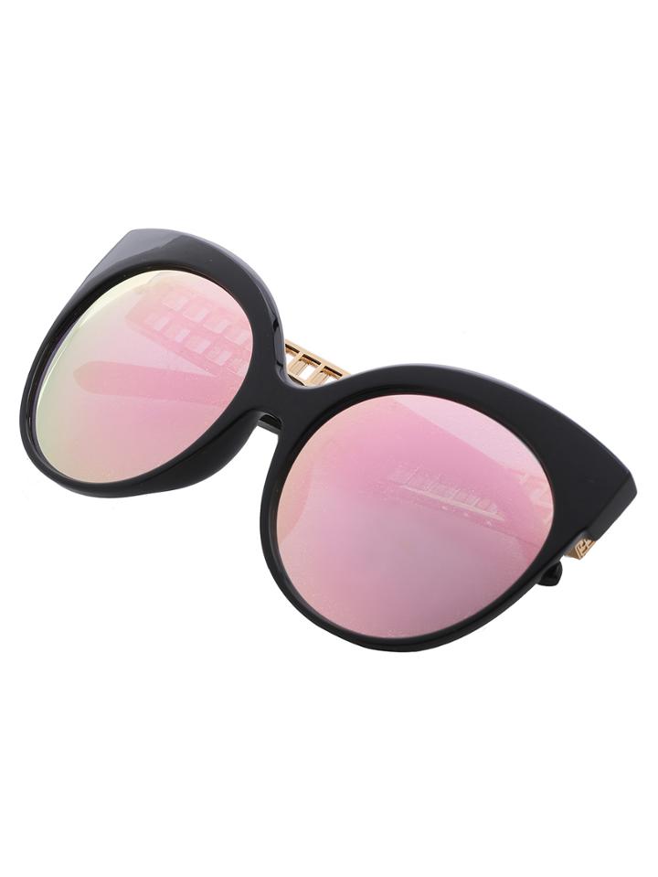 Romwe Rose Golden Lenses Cutout Arms Sunglasses