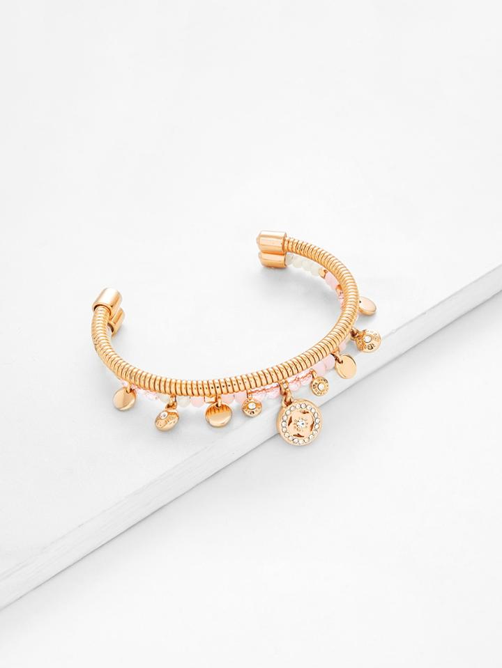 Romwe Round Flake Charm Layered Cuff Bracelet