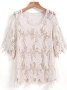 Romwe Hollow Embroidered Loose Blouse