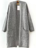 Romwe Long Sleeve Slit Side Pockets Coat