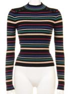 Romwe Long Sleeve Colorful Stripe Knit Sweater