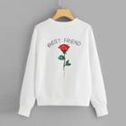 Romwe Floral And Letter Print Sweatshirt