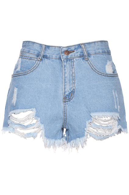 Romwe Ragged-hems Denim Blue Shorts