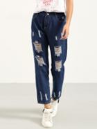 Romwe Ripped Blue Boyfriend Jeans