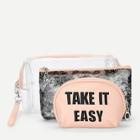 Romwe Letter Print Makeup Bag 3pcs