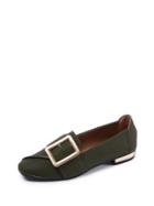 Romwe Buckle Detail Pu Flats