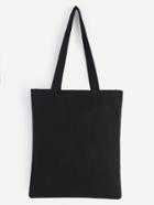 Romwe Double Layer Black Plain Canvas Tote Bag