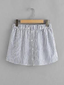 Romwe Stripe Buttons Skirt