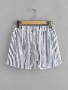 Romwe Stripe Buttons Skirt