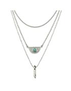 Romwe Silver Plated Multilayers Chain Necklace