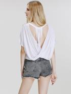 Romwe Backless Loose Crop T-shirt