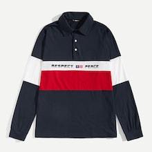 Romwe Guys Color-block Letter Print Polo Shirt
