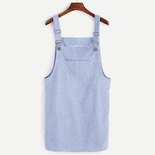 Romwe Front Pocket Striped Pinafore Dress