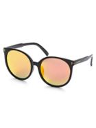 Romwe Black Frame Round Iridescent Lens Sunglasses