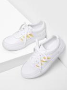 Romwe Leaf Embroidery Lace Up Sneakers