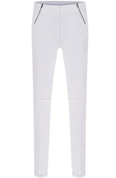 Romwe Zipper Slim White Pencil Pant
