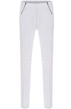 Romwe Zipper Slim White Pencil Pant