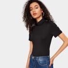 Romwe Button Side Solid Tee