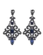 Romwe Beautiful Bohemian Aulic Design Blue Rhinestone Women Long Earrings