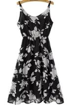 Romwe Spaghetti Strap Flower Print Shift Dress