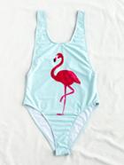 Romwe Flamingo Print Tank Swimsuit
