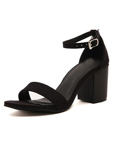 Romwe Black Suede Slingbacks Mid Heeled Sandals