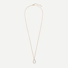 Romwe Oval Gemstone Pendant Necklace