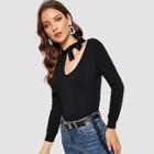Romwe Asymmetrical Neck Cutout Solid Jumper