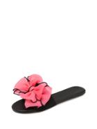 Romwe Contrast Mesh Bow Decorated Flats