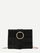 Romwe Ring Detail Flap Chain Bag