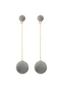 Romwe Gray Artificial Mink Fur Ball Earrings