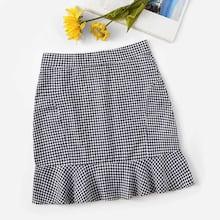 Romwe Ruffle Hem Zip Back Skirt
