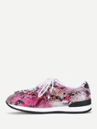 Romwe Rhinestone Decorated Lace Up Sneakers