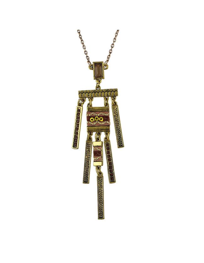 Romwe Gold Plated Spike Long Necklace