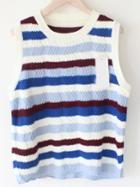 Romwe Sleeveless Striped Knit Sweater