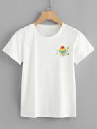 Romwe Planet Embroidered Tee