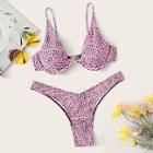 Romwe Dot Print Underwired Top With Hisper Bikini Set
